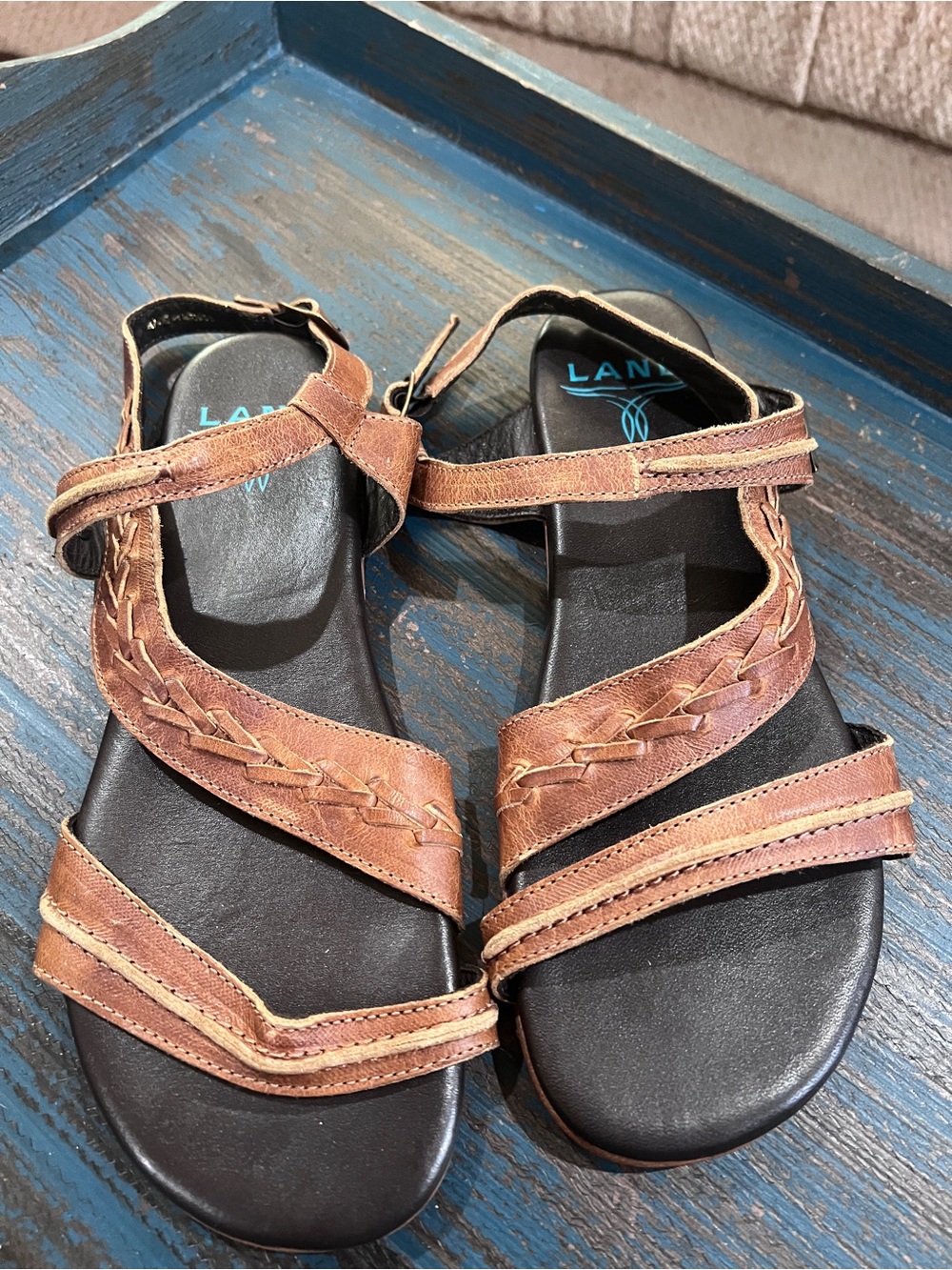 Lane Boots Brown Braided Leather Strappy Sandals